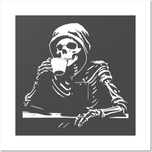 skeleton drink coffee Posters and Art